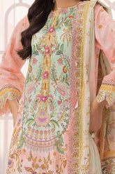 3 Piece Unstitched Printed Lawn Suit Schiffli Lace with Printed Lawn Dupatta CL-52097